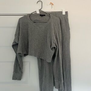 Gray Ribbed Lounge Set